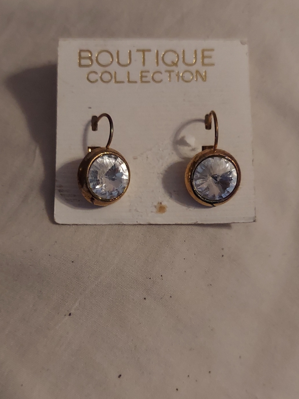 Boutique Collection Gold-Tone Earrings with Clear Stones